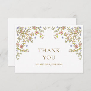 Cartão De Agradecimento Casamento de Frame Floral, Ornamentado Vitoriano G