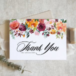 Cartão De Agradecimento Casamento de Garland do Watercolor Autumn Blooms<br><div class="desc">Envie obrigados para a família e amigos com este obrigado personalizável que você usa como placa simples. Apresenta ilustrações de cor d'água de flores lenhosas, roxas, laranja e escamosas com sotaque verde. Este cartões de agradecimentos floral é perfeito para casamentos outono, chás de fraldas, chás de panela e outros eventos....</div>
