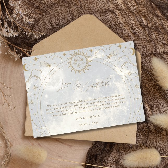 Cartão De Agradecimento Casamento De Gratidão Por Amor Celestial Obrigado (Celestial Love Gratitude Photo Wedding Thank You Cards)