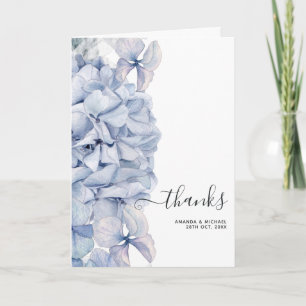 Cartão De Agradecimento Casamento de Hydrangeas Azul