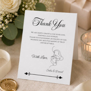 Cartão De Agradecimento Casamento de ilustração de Casal de Arte de Linha 