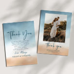 Cartão De Agradecimento Casamento de Imagens de Areia Elegante da Praia do<br><div class="desc">Esta é uma Imagem Personalizada de Foto Personalizada de Casamento de Areia de Praia do Oceano Azul Elegante!</div>