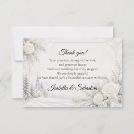 Cartão De Agradecimento Casamento de Inverno Atemporal