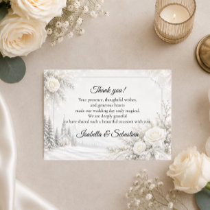 Cartão De Agradecimento Casamento de Inverno Atemporal