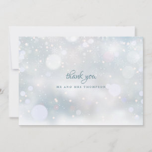Cartão De Agradecimento Casamento de Inverno Flocos de Neve Elegantes Mode