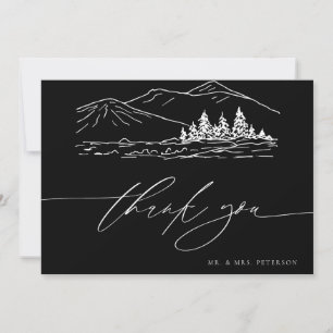 Cartão De Agradecimento Casamento de Inverno Floresta de Pinheiros Rústi