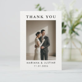 Cartão De Agradecimento Casamento de Inverno Minimalista Editorial Foto | 