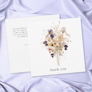 Cartão De Agradecimento Casamento de Jardim com Aquarela de Íris Roxa Eleg