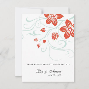 Cartão De Agradecimento Casamento de Jardim Laranja e Azul Floral
