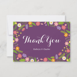 Cartão De Agradecimento Casamento de Jardim Russo com Frame Floral Bloomin