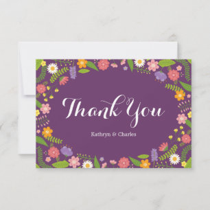 Cartão De Agradecimento Casamento de Jardim Russo com Frame Floral Bloomin