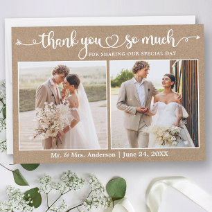 Cartão De Agradecimento Casamento de Kraft Foto Foto de Script Coração 2 d
