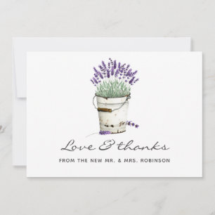 Cartão De Agradecimento Casamento de Lavanda de Aquarela