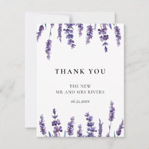 Cartão De Agradecimento Casamento de lavanda floral elegante