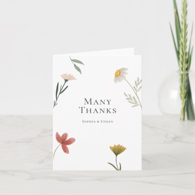 Cartão De Agradecimento Casamento de Leander Wildflower (Frente)