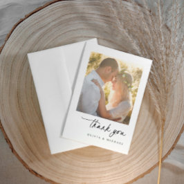 Cartão De Agradecimento Casamento de Letra Manual Moderna Simples e Elegan