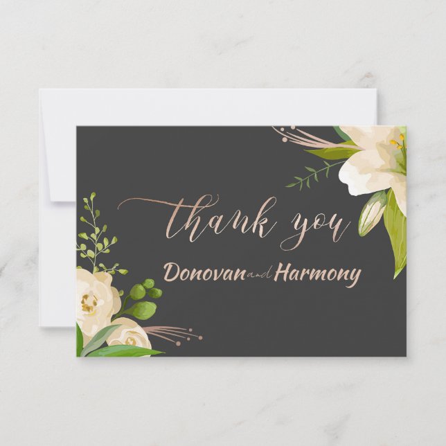 Cartão De Agradecimento Casamento de lírios brancos (Frente)