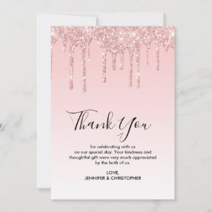 Cartão De Agradecimento Casamento de Literatura Cinzenta Rosa-Rosa-Cinza M