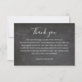Cartão De Agradecimento Casamento de lousa. Roteiro moderno de quadro negr