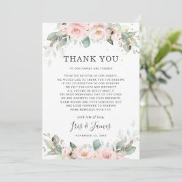 Cartão De Agradecimento Casamento de Luxe Soft Hued Blush Floral Rosa