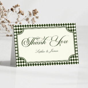 Cartão De Agradecimento Casamento de Luxo Antigo Dinheiro Verde Oliva Marf