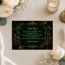 Cartão De Agradecimento Casamento de Luxo de Outono Esmeralda Encantada