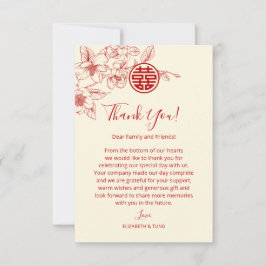 Cartão De Agradecimento Casamento de Magnolia Cream Red China