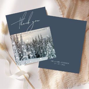 Cartão De Agradecimento Casamento de Manchas de Neve da Woodland Woodland