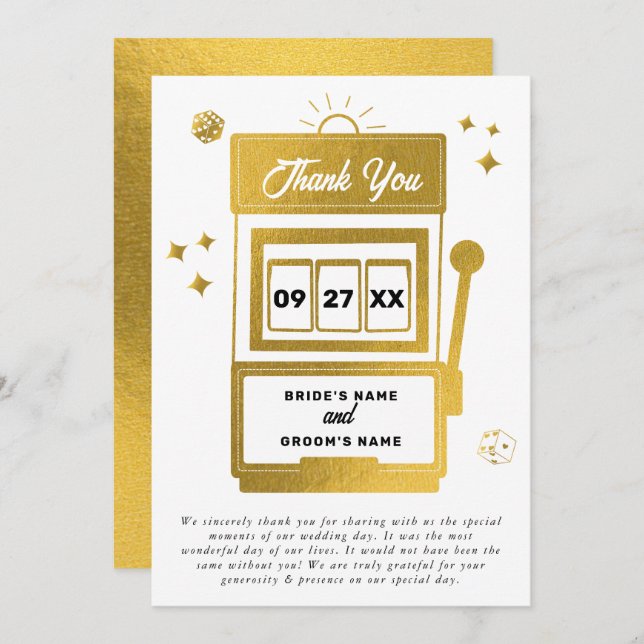 Cartão De Agradecimento Casamento de Máquina de Slot Casino de Destino de  (Frente/Verso)