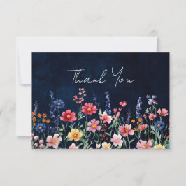 Cartão De Agradecimento Casamento de Marinhos Florais Boho, País Russo de