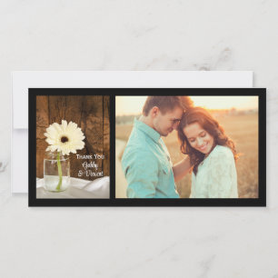 Cartão De Agradecimento Casamento de Mason Jar White Daisy Country Obrigad