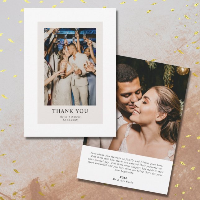 Cartão De Agradecimento Casamento de Mensagens Personalizadas de Foto Mini (Criador carregado)