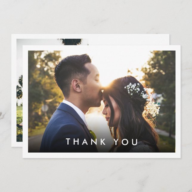 Cartão De Agradecimento Casamento de Mensagens Personalizadas Simples Mode (Frente/Verso)