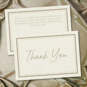 Cartão De Agradecimento Casamento de Moldura Minimalista Creme Marfim
