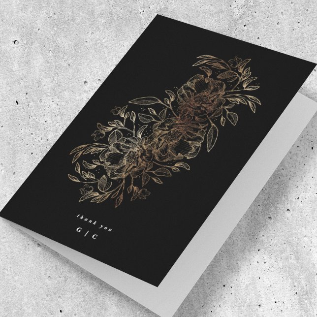 Cartão De Agradecimento Casamento de Monograma Botânico Desenhado à Mão El (Criador carregado)