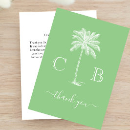 Cartão De Agradecimento Casamento de Monogramas de Palma Tropical Simples
