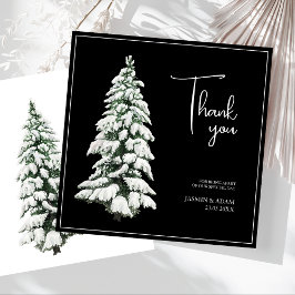 Cartão De Agradecimento Casamento de Natal com Árvore de Natal Elegante Pr
