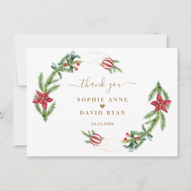 Cartão De Agradecimento Casamento de Natal do Pine de Natal Cones Cones (Frente)