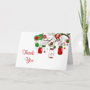 Cartão De Agradecimento Casamento de Natal Jarro de Mason Country Obrigado