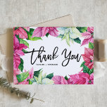 Cartão De Agradecimento Casamento de Natal Pink Watercolor Poinsettias<br><div class="desc">Envie obrigados para a família e amigos com este cartões de agradecimentos personalizável. Apresenta ilustrações de aquarela de poinsetos cor-de-rosa. Este cartões de agradecimentos floral é perfeito para o Natal e casamentos no inverno,  chás de fraldas,  chás de panela e outros eventos. Personalize adicionando nomes e mensagens.</div>