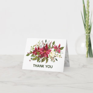 Cartão De Agradecimento Casamento de Natal vazio Dentro Poinsettia Greener