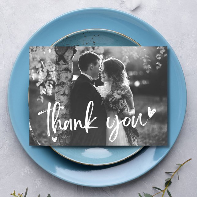 Cartão De Agradecimento Casamento De Noiva Elegante Obrigado (Elegant Bride Groom Wedding Thank You Card)