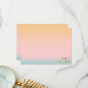 Cartão De Agradecimento Casamento de Nomes de Casal Peach Blush Mint Ombre