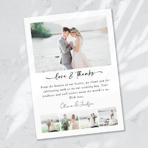 Cartão De Agradecimento Casamento de Obrigados e Amor com Imagens Múltipla