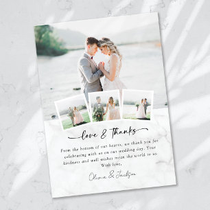 Cartão De Agradecimento Casamento de Obrigados e Amor com Imagens Múltipla