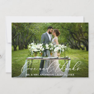 Cartão De Agradecimento Casamento de Obrigados Elegante da Caligrafia