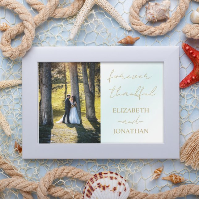 Cartão De Agradecimento Casamento de Onda Blue Watercolor (Criador carregado)