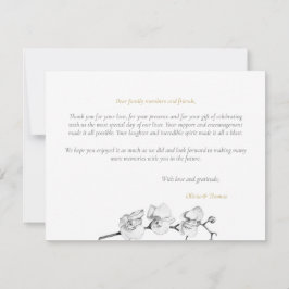 Cartão De Agradecimento Casamento de Orquídeas Douradas Brancas Negras Mod