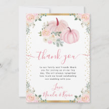 Casamento de Outono com Abóbora Floral Rosa Claro