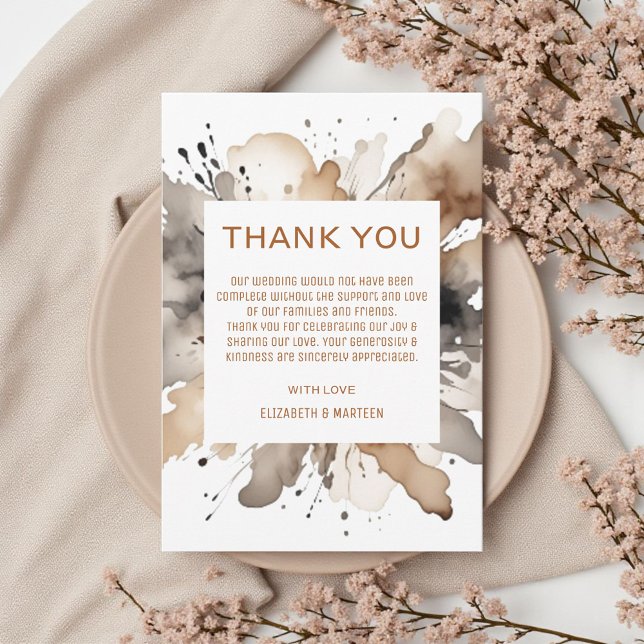 Cartão De Agradecimento Casamento de outono de cinza Castanho (Criador carregado)